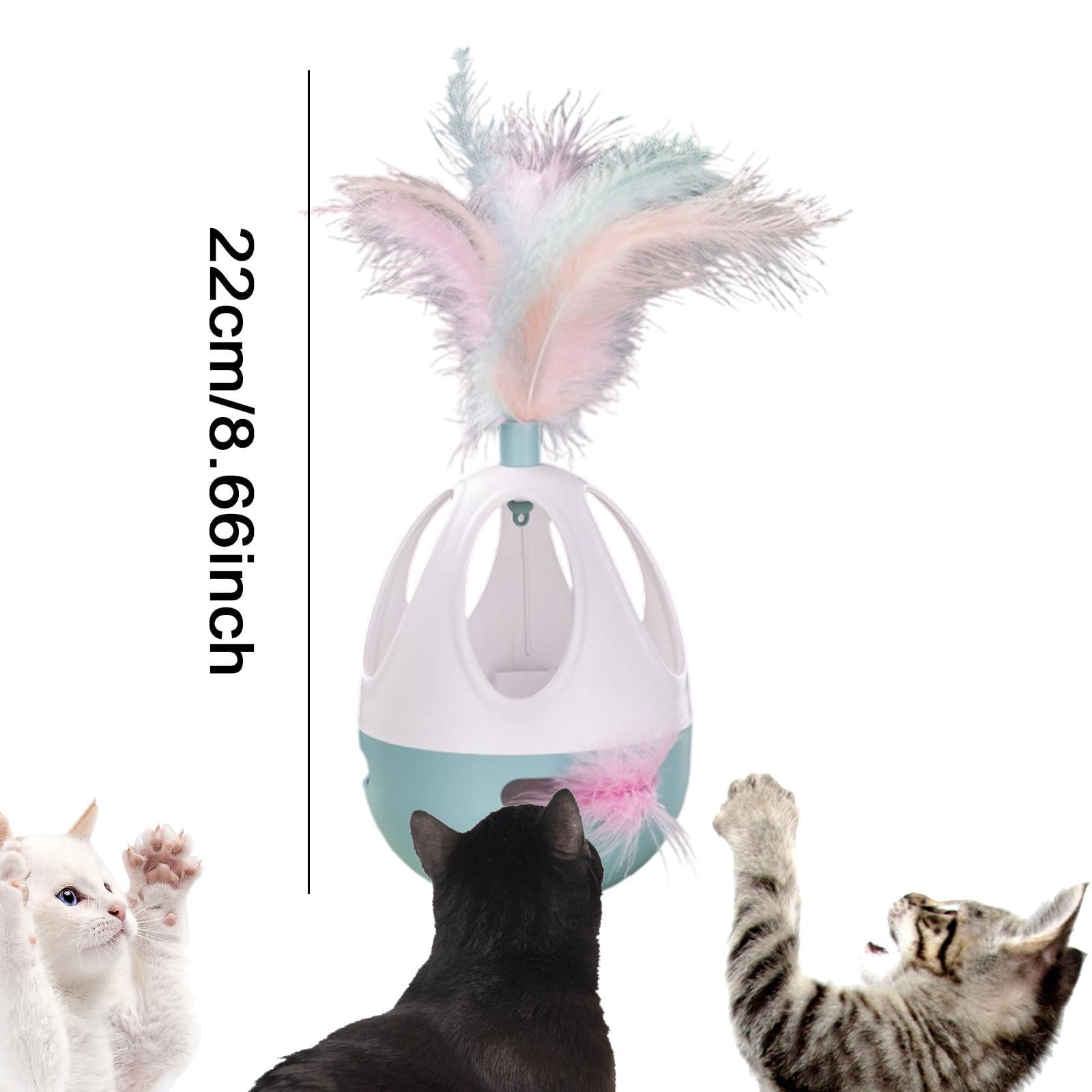 Serenable Cat Exercise Tumbler Interactive Ball Feather Teaser Toy for All Cats Breeds Blue