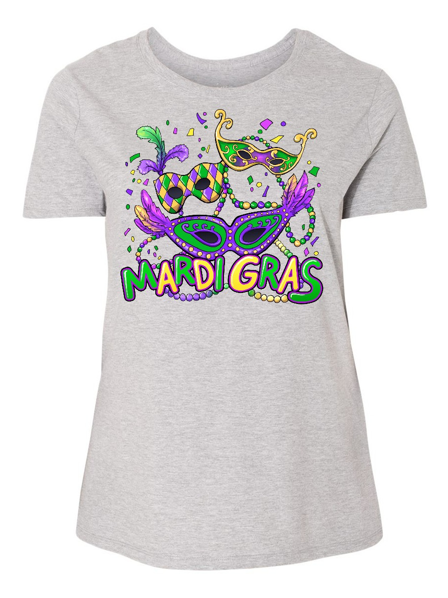INKtastic Mardi Gras Masks and Beads Women's Plus Size TShirt
