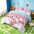 thumbnail image 3 of Manfei Girls Baseball Twin Quilt Set, Cute Monogrammed A Twin Coverlet Set, Pink Light Blue A, Polka Dots Reversible 2 Pieces, 1 Bedspread and 1 Pillowcase, 3 of 7