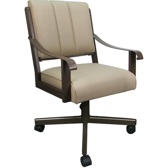 Leather Memphis Dining Caster Chair Swivel Tilt - Tan Leather on Brown