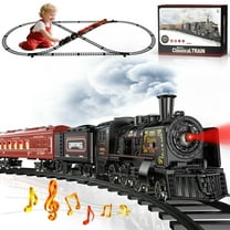 Beefunni Train Set, Train Toys with Luxury Tracks & Glowing Passenger Cars, Metal Toy Train with Smoke, Sound and Light, Christmas train set for under tree for 3 4 5 6 7  Years Old Boys Gifts Kids To