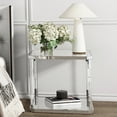 thumbnail image 3 of Glass Side Table-Silver Chrome End Table Clear Acrylic Nightstand for Living Room Bedroom, 3 of 6