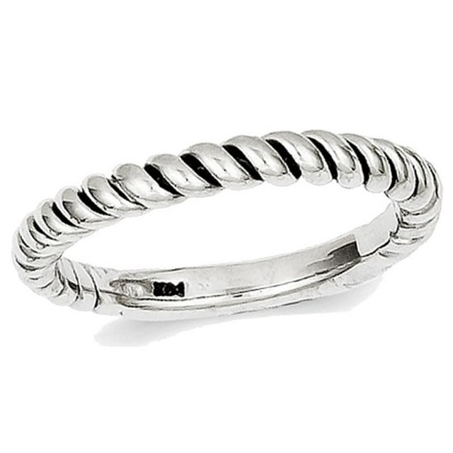 Ladies Twisted Wedding Band Ring in 14K White Gold
