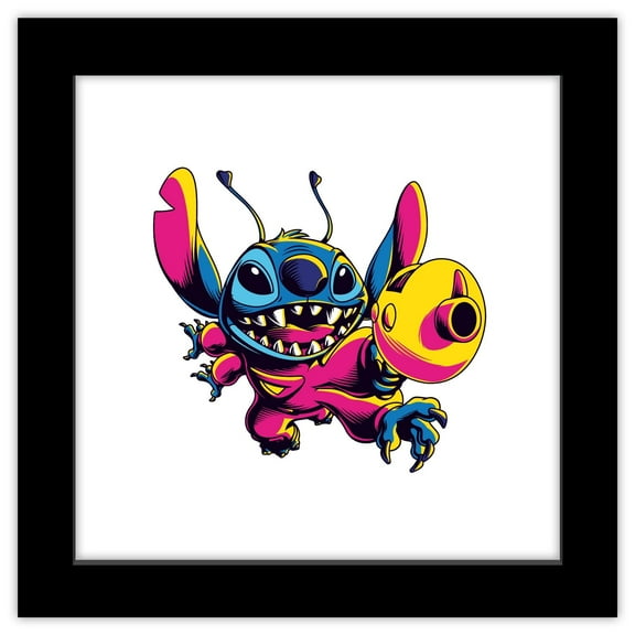 Gallery Pops Lilo & Stitch - Comic Stitch Ray Gun Wall Art, Black Framed Version, 12" x 12"