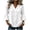 White, variant on hoksml Women's V Neck Partial Button 3/4 Bell Sleeve Blouse, Curved Hem Linen Texture Casual Tunic Top for Office Daily Wear