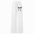 thumbnail image 4 of NIEWTR Girls Spring Casual Joggers Straight Wide Leg Loose Fit Sweatpants Elastic High Waist Lounge Pants with Pockets（White,9-10 Years), 4 of 4