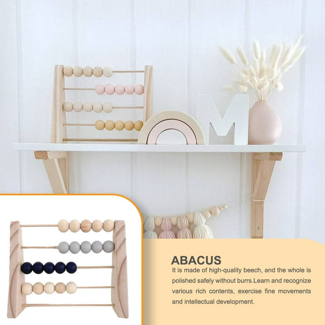 Wood Abacus Toy Beads Counting Playthings Simple Structure Education Design Early Education Math Learning Toys Educational Prop Home Decoration Blue