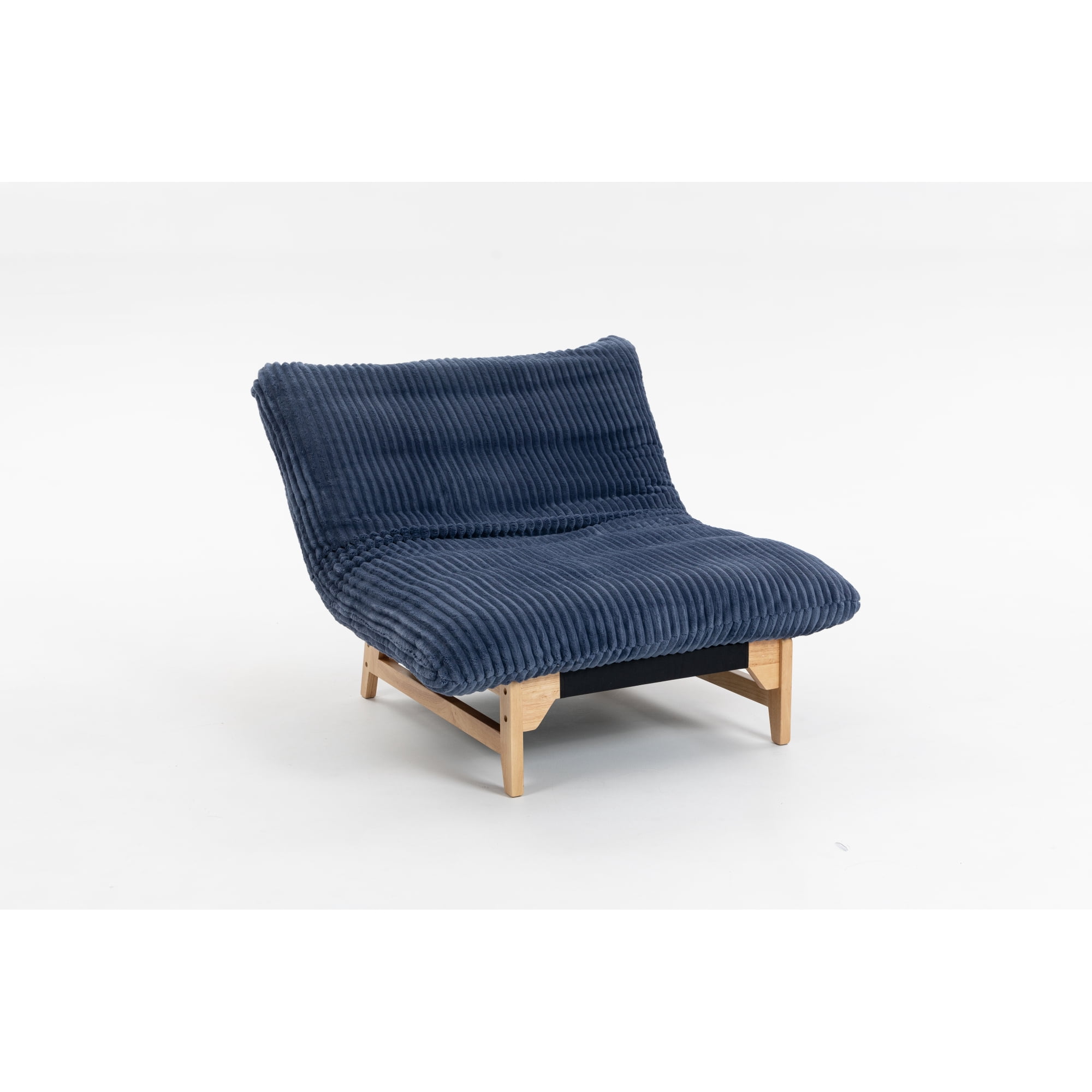 Leumius Accent Armless Chair Lazy Sofa Chair with Solid Wood Frame & Backrest,Corduroy Casual Single Sofa Chair for Living Room,Bedroom,Blue