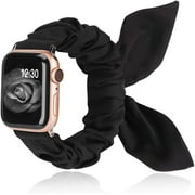 TOYOUTHS Compatible with Apple Watch Band Scrunchies 42mm 44mm Women Butterfly Bow Cloth Fabric Pattern Printed