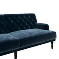 DHP Ruby Upholstered Futon, Convertible Sofa Bed & Couch, Blue Velvet