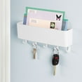 thumbnail image 2 of mDesign Plastic Wall Mounted Mail Organizer and Key Holder with 5 Hooks - White, 2 of 6
