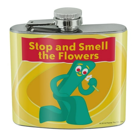 

Stop and Smell the Flowers - Gumby Stainless Steel 5oz Hip Drink Kidney Flask