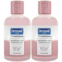 Dermasil AHA Glycolic Acid Toning Solution 2-Pack, Rose Water & Witch Hazel Toner, 4 Oz Ea