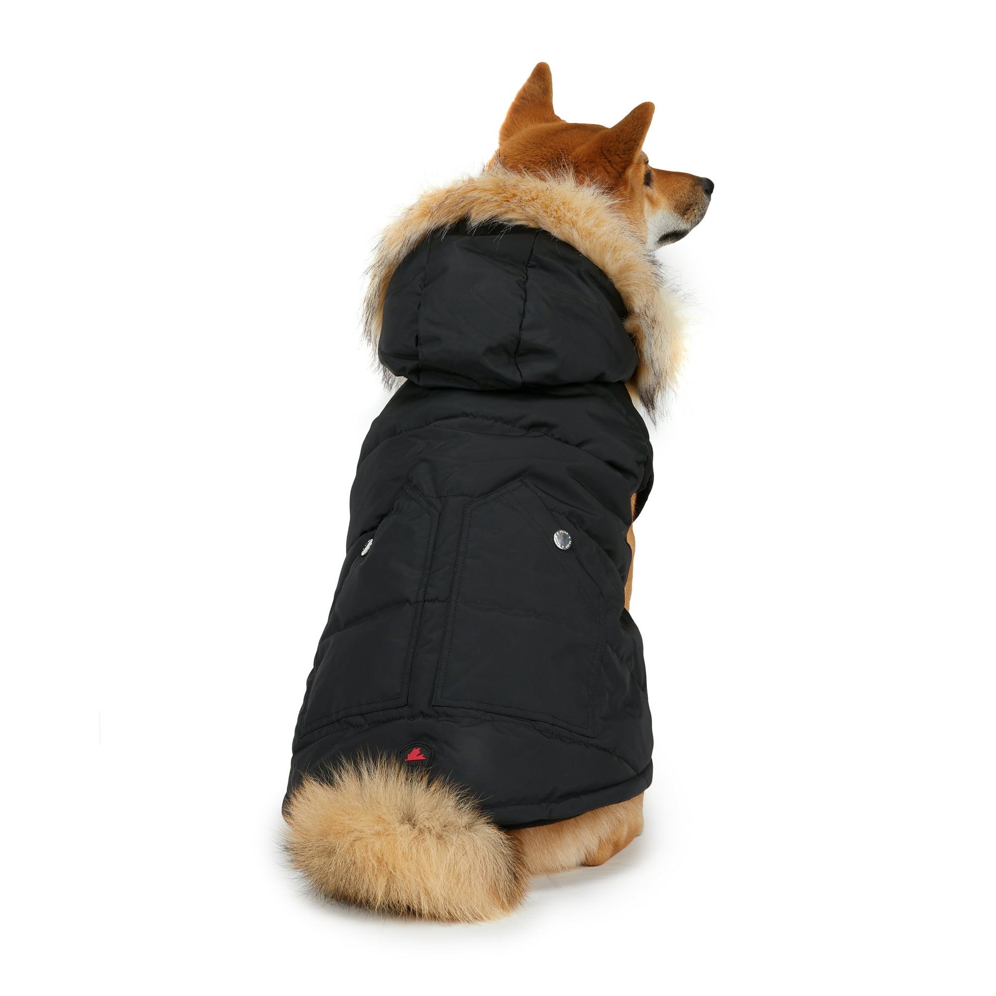 Dog coat with fur hood sales