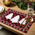 thumbnail image 4 of Christmas Placemats Set of 6, Xmas Tree Snowflake Place Mats Red Black Buffalo Plaid Placemat Table Decoration for Kitchen Table Dinner Xmas Holiday Party Home Decor Indoor Outdoor 13x19 Inch, 4 of 9