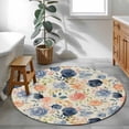 thumbnail image 3 of Round Rugs 4Ft, Colorful Flowers Round Area Rug Washable Indoor Throw Carpet, Watercolor Retro Blue Pink Floral Soft Non Slip Circle Rug for Kitchen Nursery Room Home Decor Aesthetic, 3 of 8