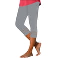 thumbnail image 2 of Capri Leggings for Women Spring Summer Lightweight Elastic High Waist Slim Fit Hollow out Hem Workout Yoga Pants Capris, 2 of 7