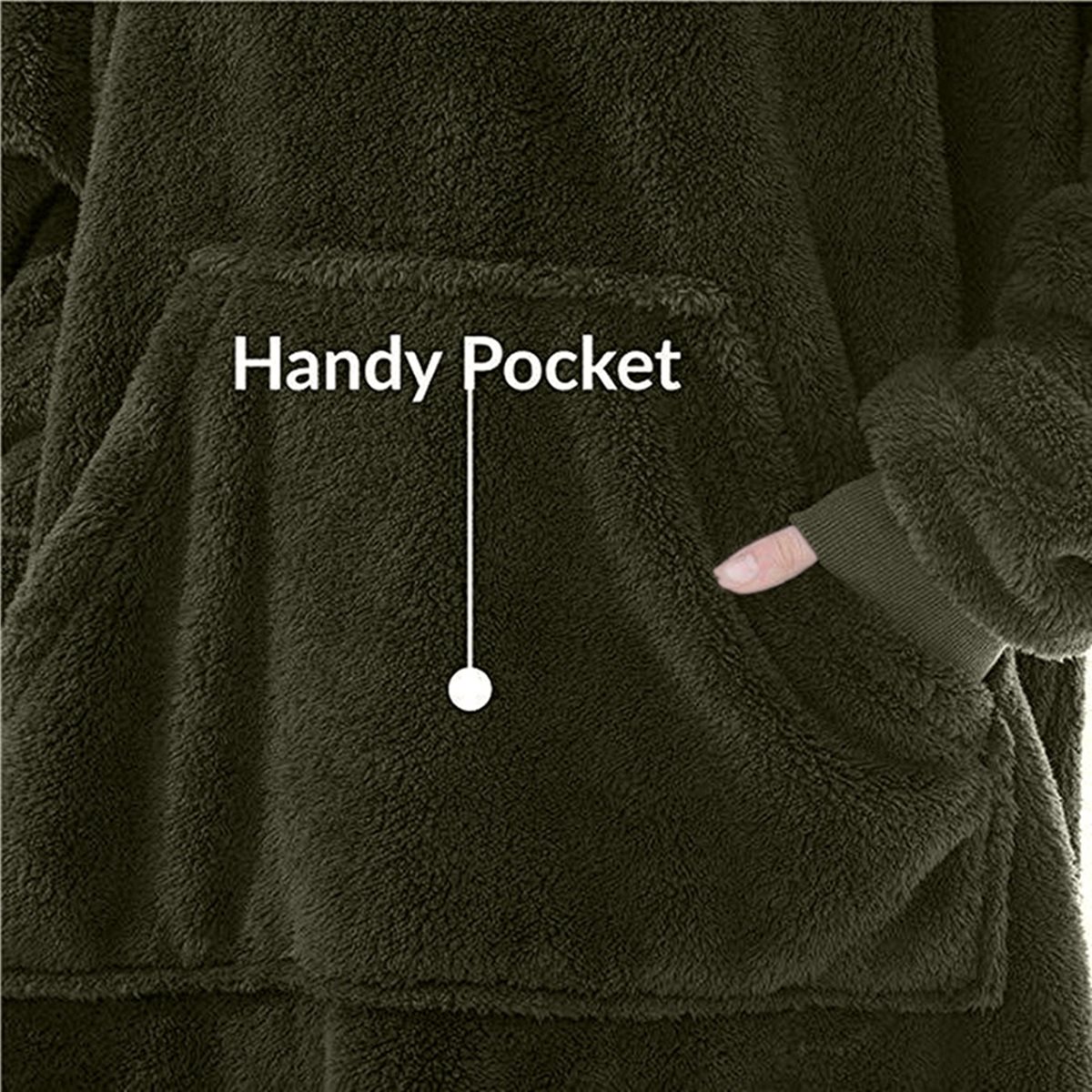Oversized Blanket Hoodie Sweatshirt, Wearable Lounging Pullover for Adults Women Men Green One size
