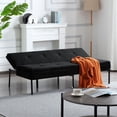 thumbnail image 6 of DEALTOPS 63" Convertible Futon Sofa Bed, Modern Polyester Loveseat with 5-Level Reclining Backrest, Black, 6 of 8