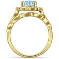 thumbnail image 6 of Two Piece Round Halo Floral Ring Aquamarine Cubic Zirconia 925 Yellow Tone Sterling Silver, Size 6, 6 of 7