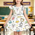 thumbnail image 2 of FYDUU Summer Dresses for Girls Flutter Sleeve Cartoon Print Casual Dress Soft A-Line Sundress for Toddler Kids Back To School Party Wear 5-6 Years, 2 of 7