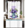 thumbnail image 6 of No Hook Cloth Fabric Shower Curtain with Snap in Liner, Purple Hydrangeas Waterproof Shower Curtains Set with See Through Top Window, Farmhouse Purple Stripe Linen Bath Curtains Shower 36"x72", 6 of 6