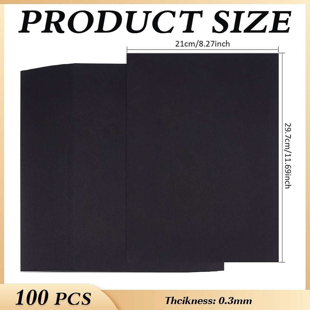 1set A4 Imitation Leather Paper Binding Cover Paper Rectangle Black 297x210x0.3mm