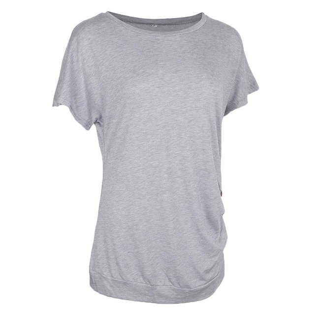 Camiseta de manga corta de verano para mujer, blusa con cuello , blusas sueltas informales para mujer S Baoblaze Camiseta de algodón para mujer