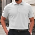 thumbnail image 2 of Men's Textured Polo Shirt Short Sleeve Button Placket Collared Polo with Chest Pocket Casual Summer Top, 2 of 4