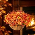 thumbnail image 4 of Artificial Fall Hanging Basket with Autumn Flowers and Greenery, Outdoor Decorative Hanging Plant for Porch Patio Balcony Garden Home Decor, 4 of 7
