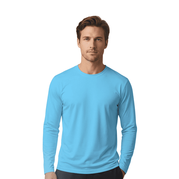 ZBORIBER Men's Quick Dry UPF 50 UV Sun Protection Moisture Wicking Long Sleeve T-Shirt for Casual Workout,Sizes S-3XL,Shockwave Blue