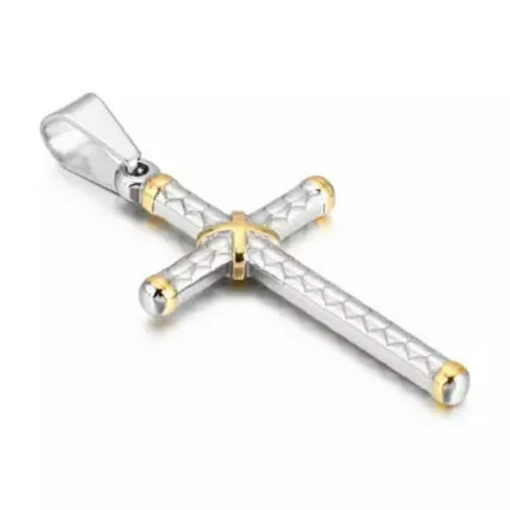 GKNET Men, Women Stainless Steel Cross Pendant Gold, Black, Two-tone Plated Unisex-Two-tone