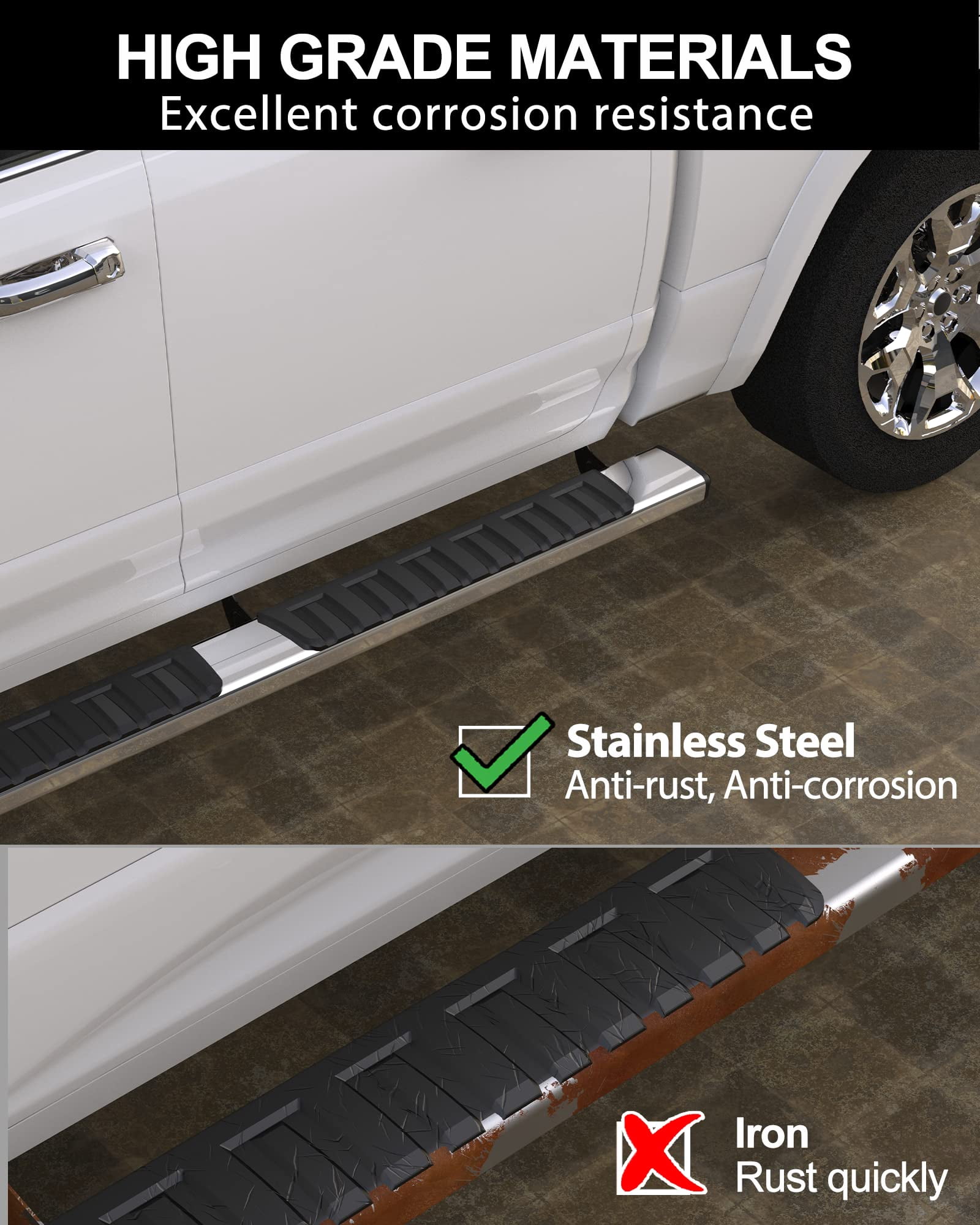 AOILE 6.3 Inch Running Boards – Aluminum Side Steps Nerf Bars for Toyota Tacoma Double Cab (2005-2025)