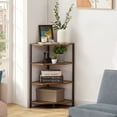 thumbnail image 2 of VECELO 4-Tier Corner Shelf, Multipurpose Wood Storage Stand for Small Spaces, Bedroom, Living Room, Brown, 2 of 7