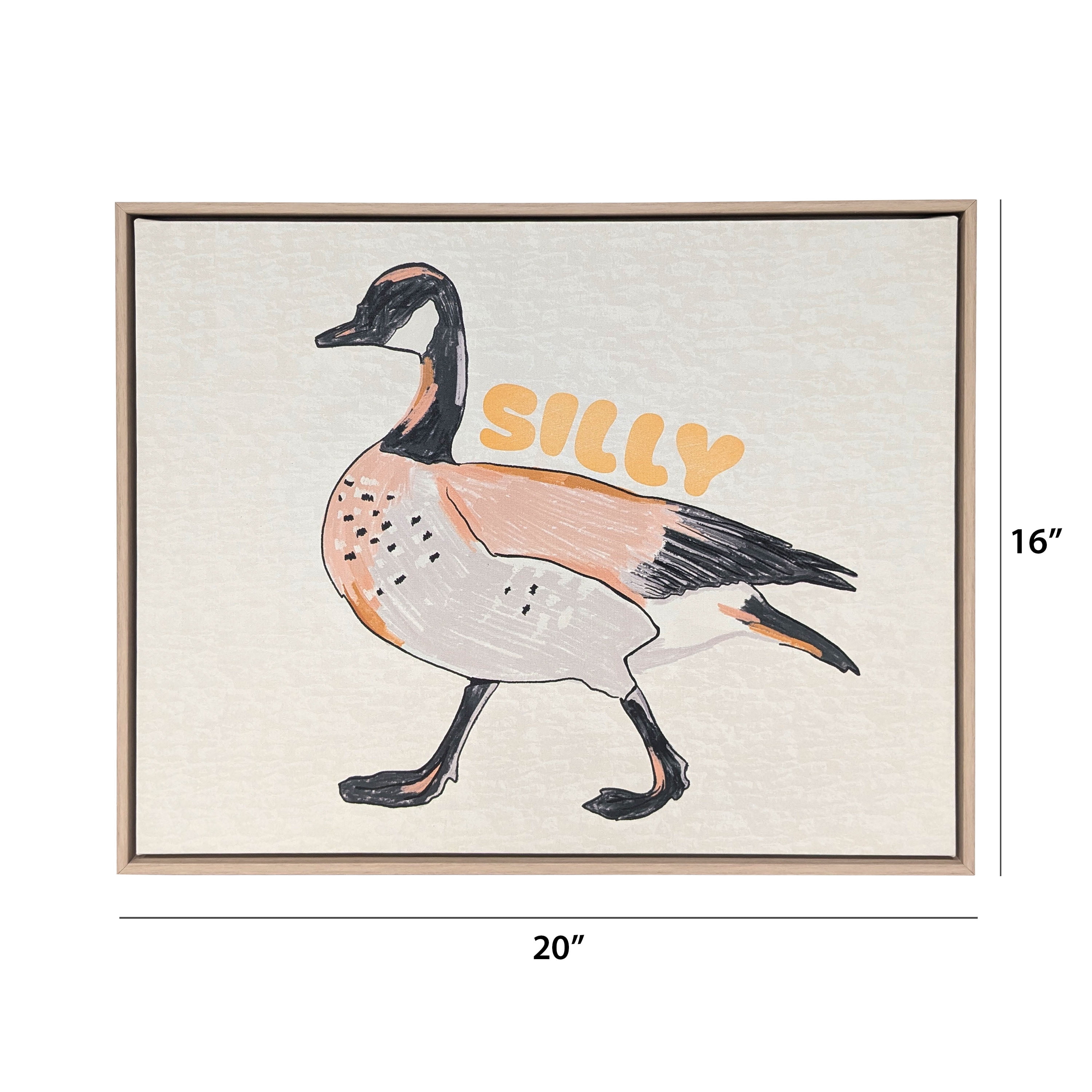 House of Happy 16x20 "Silly Goose" Kids Printed Wall Art on Canvas, Natural