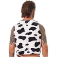 thumbnail image 2 of Yartina Mens Cow Print Vest Costume Sexy V Neck Sleeveless Open Front Short Waistcoat Tops Black 4XL, 2 of 7