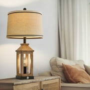 Oneach 3 Way Dimmable Table Lamp with USB A+C Ports for Bedroom Living Room 23.75 Vintage Farmhouse Nightstand Bedside Lamps Resin (2 Bulbs Included)