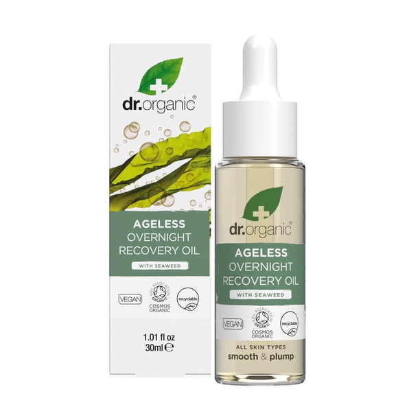Aceite de recuperación Dr. Organic Ageless Overnight de 30 ml con algas marinas