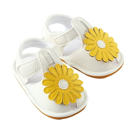 

Binpure Baby Girls Soft Sole Sandals Summer Prewalker Causal Sunflower Patchwork Crib Shoes
