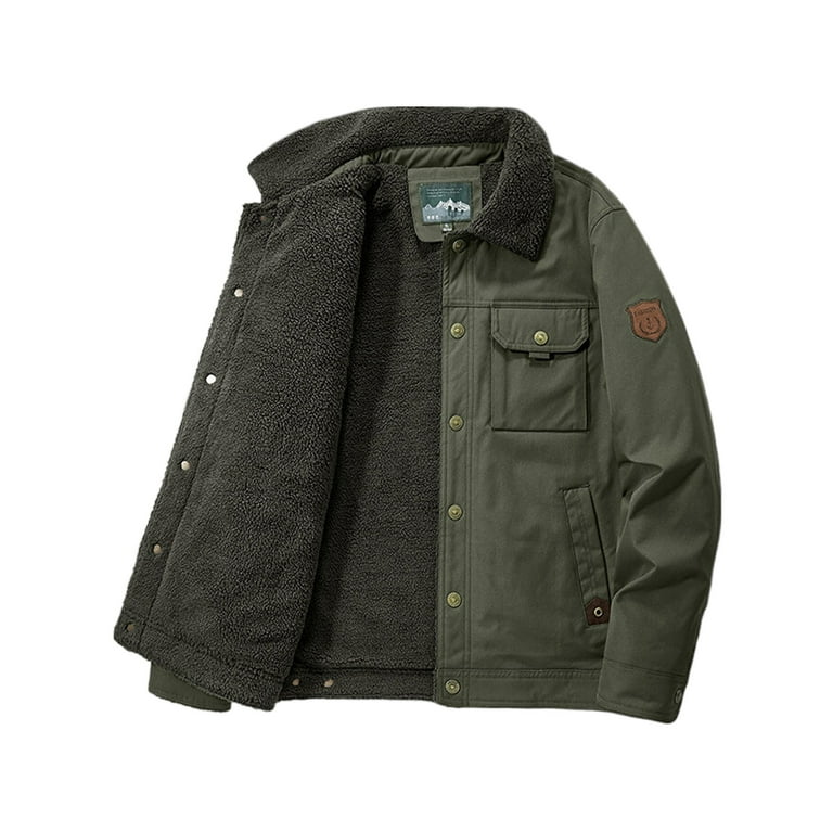 Army green top sherpa jacket