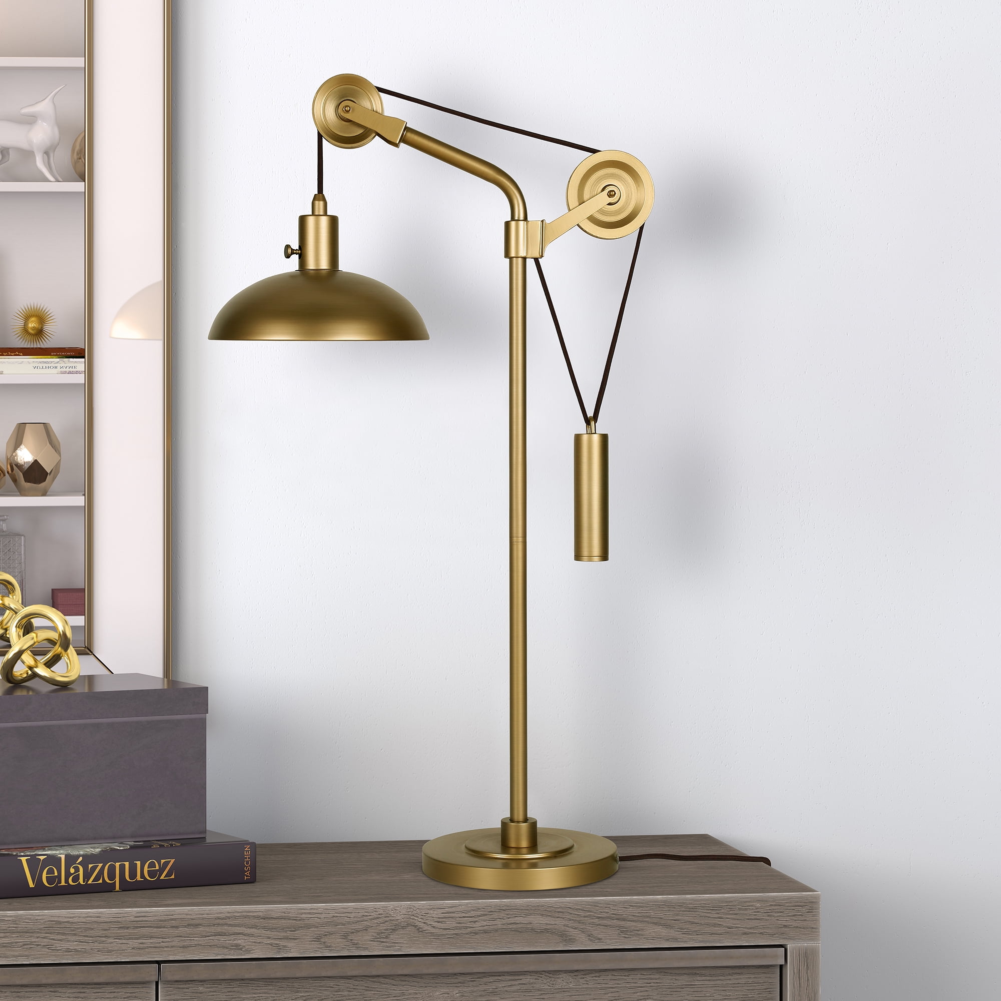 Modern Industrial, Bedside Table Lamp in contemporary brass, with metal