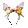 thumbnail image 4 of Diadema con orejas de conejo de Pascua, diadema con flores, accesorios para el cabello encantadores Rosa, 4 of 9