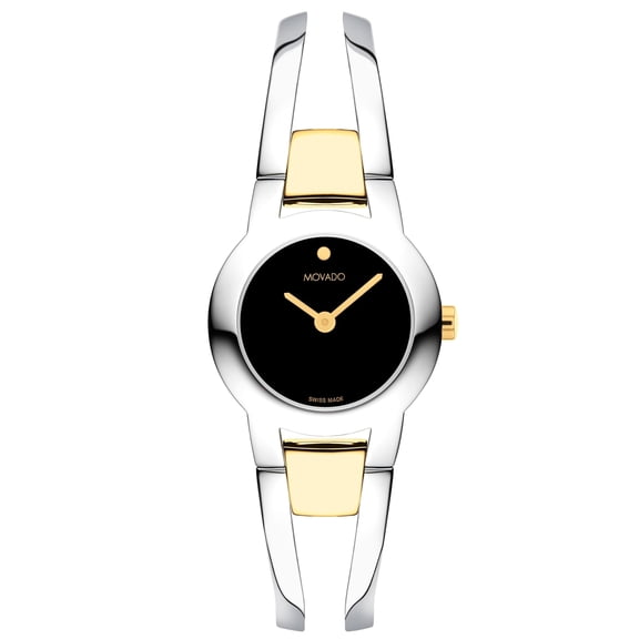 Movado Impresa Bangle 0607721 Two-Tone Black Museum Dial 24mm Women's Watch