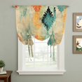 thumbnail image 2 of Orange Teal Red Tie Up Curtain Valance for Window, Adjustable Rod Pocket Window Curtains Shades, Boho Ethnic Abstract Splashing Art Light Filtering Valance Drapes for Cafe Living Room Bedroom 52"x45", 2 of 9