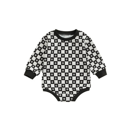 

SHIBAOZI Infant Baby Boys Romper Check Floral Print Long Sleeves Crew Neck Bottom Snap Closure Cute Breathable Jumpsuit