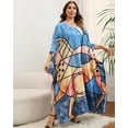 thumbnail image 3 of Edolynsa Plus Size Africa Kaftan Dress Batwing Sleeve Bathing Suit Cover up Long Summer Outfit, 3 of 7