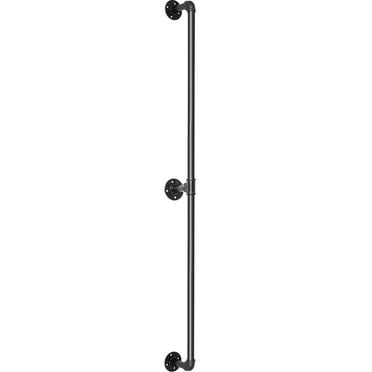 SKYSHALO 440LBS Load Capacity Carbon Steel Pipe Handrail, Pipe Stair Handrail, Industrial Pipe Handrail with Wall Mount Support, Round Corner Wall Handrailings for Indoor, 5FT Staircase Handrail