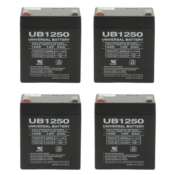 "UPG UB1250 12V 5AH Sealed Lead Acid Battery (SLA) .187 TT - 4 Pack"