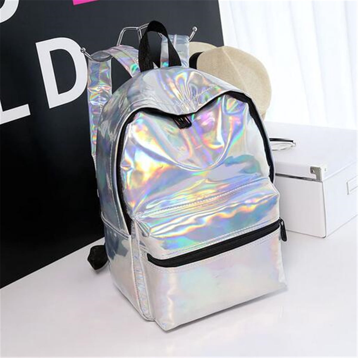 Women Girls Laser Holographic Backpack School Shoulder Bag Tote