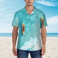 thumbnail image 2 of Fuzoiu Tranquil Ocean Canoe Journey Print Hawaiian Shirt for Men, Summer Beach Casual Short Sleeve Button Down Shirts, Men’s Beach Summer Shirts with Pocket,X-Large, 2 of 7